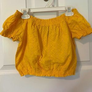 Off the shoulder yellow top